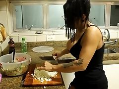 Big-titted Wifey Cooks Dinner And Gets Ready For Dicking [non-nude]
